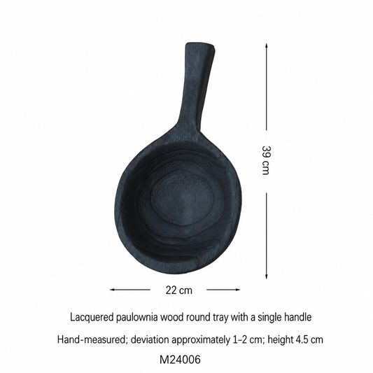 Charred Wood Centerpiece Bowl - Round Handled Platter