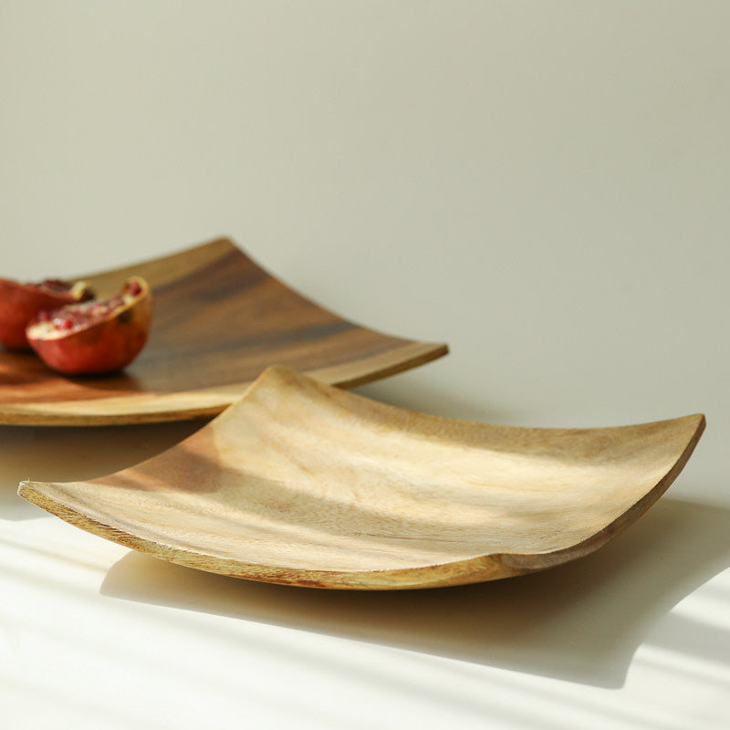 Handcrafted Walnut Fruit Tray | Curved-Edge Wabi-Sabi Serving Bowl