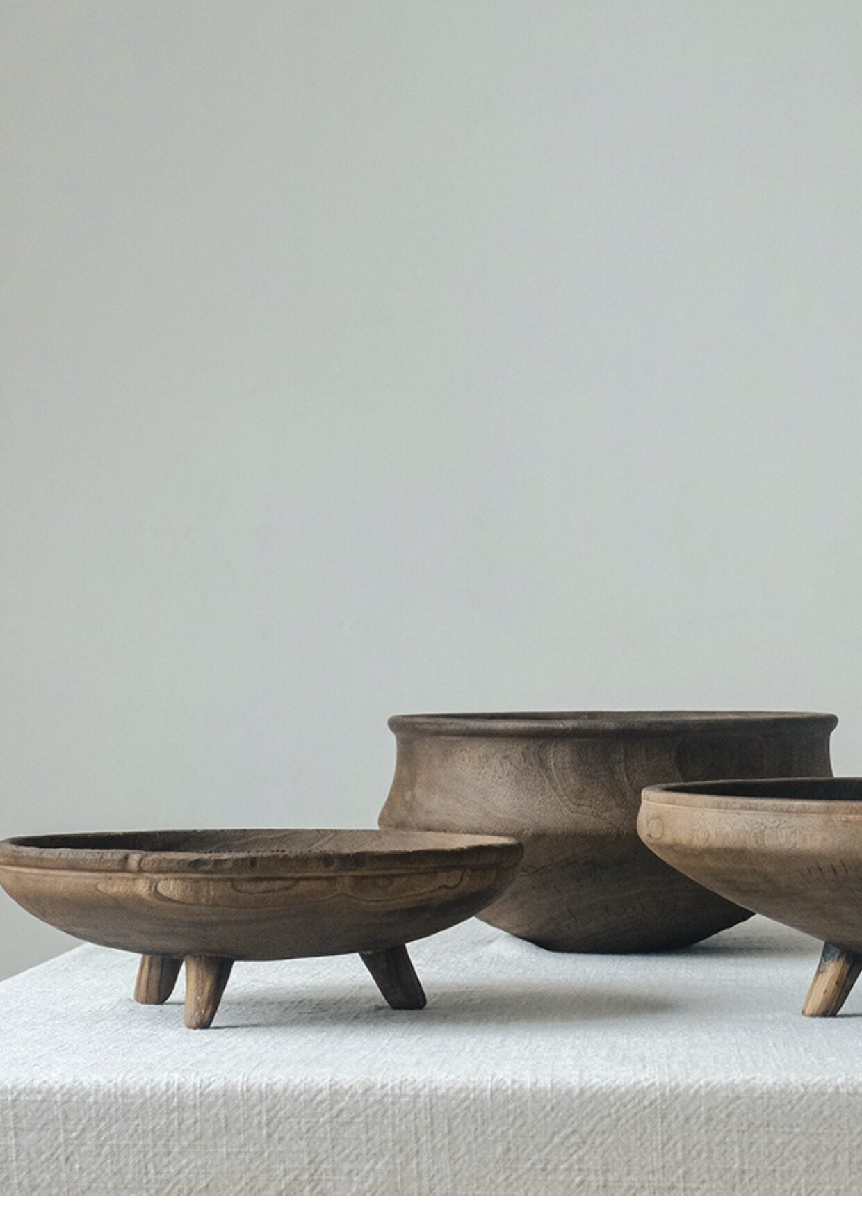 Large Solid Wood Carbonized Serving Bowl | Wabi-Sabi Fruit Tray