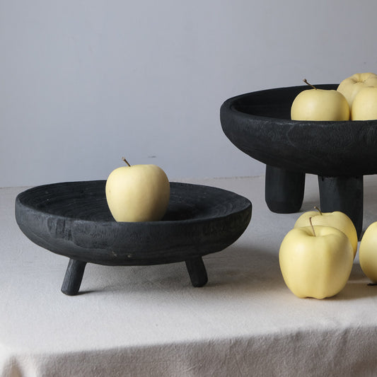 Charred Wood Centerpiece Bowl - Raised Pedestal Bowl 1