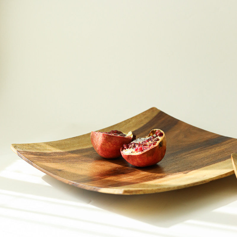 Handcrafted Walnut Fruit Tray | Curved-Edge Wabi-Sabi Serving Bowl