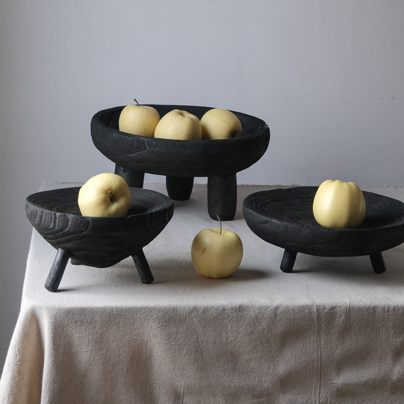 Charred Wood Centerpiece Bowl - Raised Pedestal Bowl 2