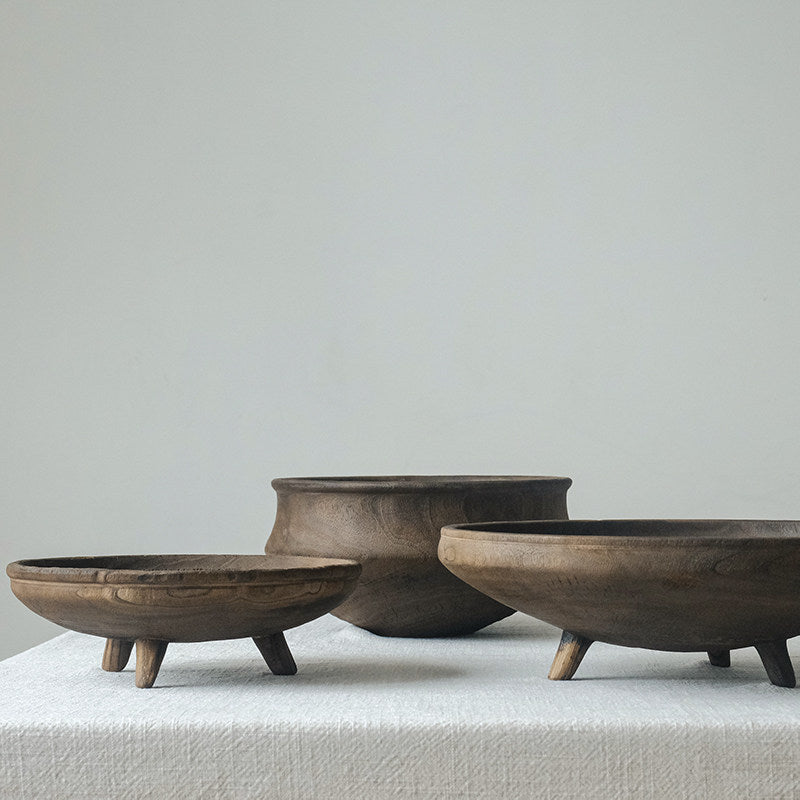 Solid Wood Carbonized Fruit Bowl -  | Handcrafted Wabi-Sabi Serving Bowl
