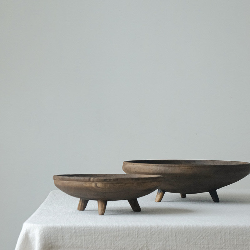 Solid Wood Carbonized Fruit Bowl -  | Handcrafted Wabi-Sabi Serving Bowl