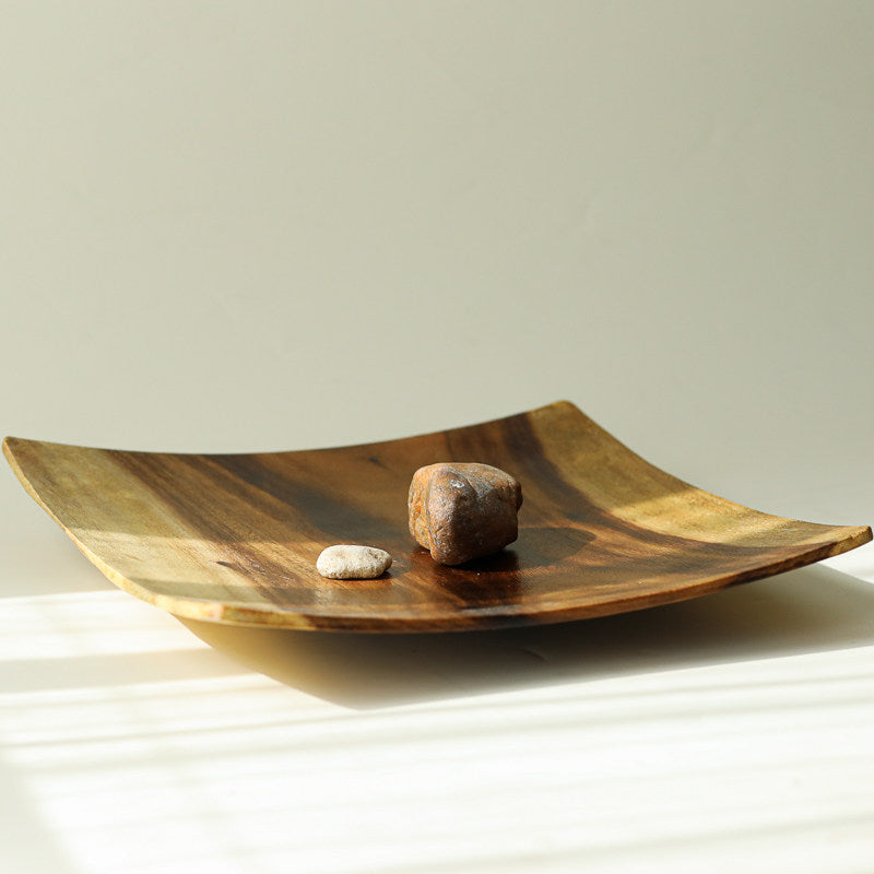 Handcrafted Walnut Fruit Tray | Curved-Edge Wabi-Sabi Serving Bowl
