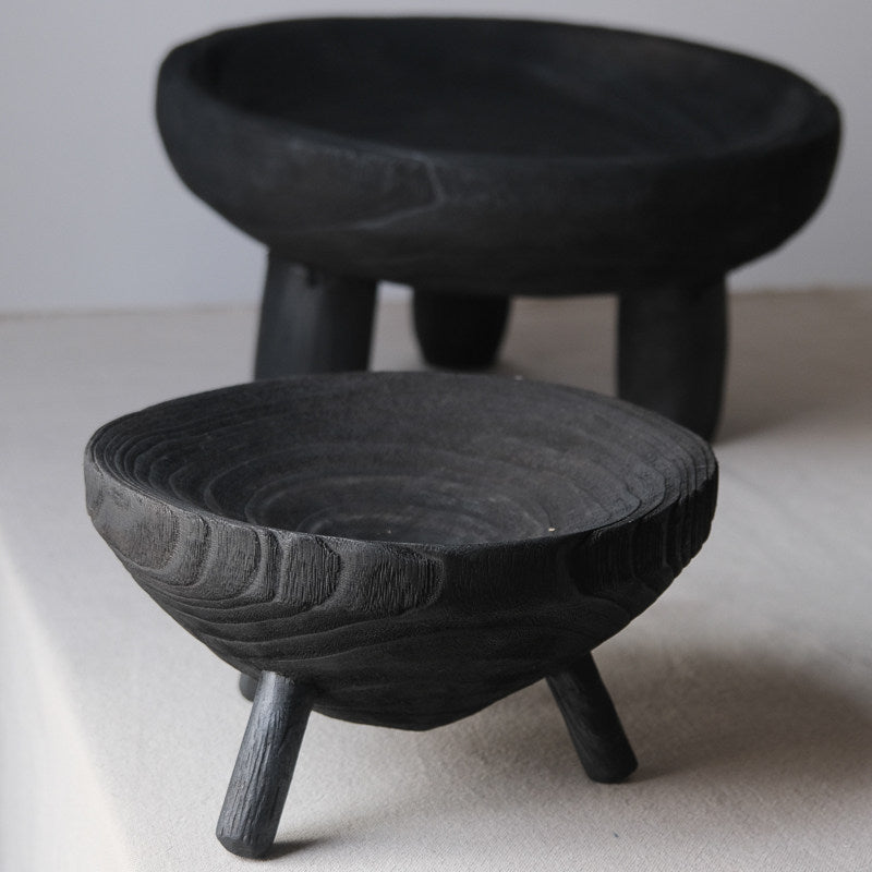 Charred Wood Centerpiece Bowl - Raised Pedestal Bowl 2