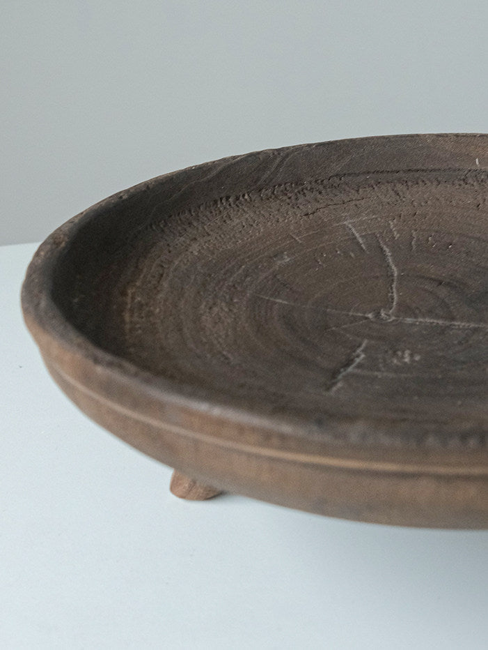 Solid Wood Black Lacquered Fruit Bowl | Wabi-Sabi Decor Bowl