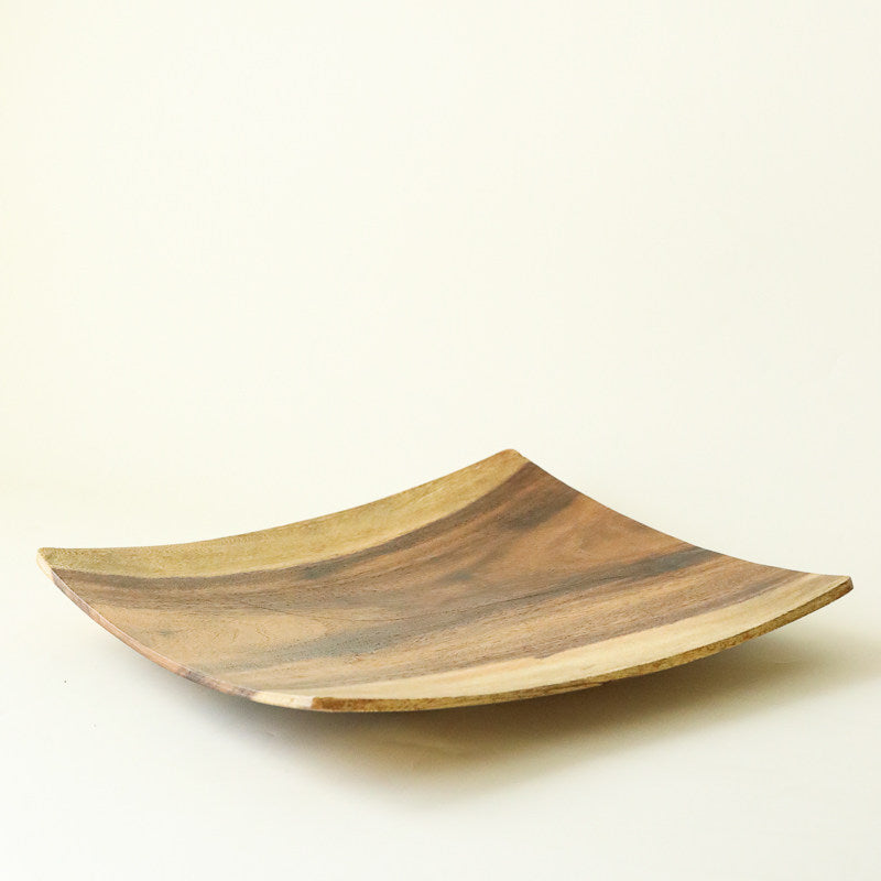 Handcrafted Walnut Fruit Tray | Curved-Edge Wabi-Sabi Serving Bowl