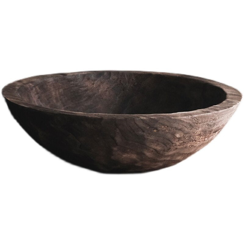 Large Wooden Dried Fruit Bowl | Vintage Solid Wood Serving Tray – Grain Vessel