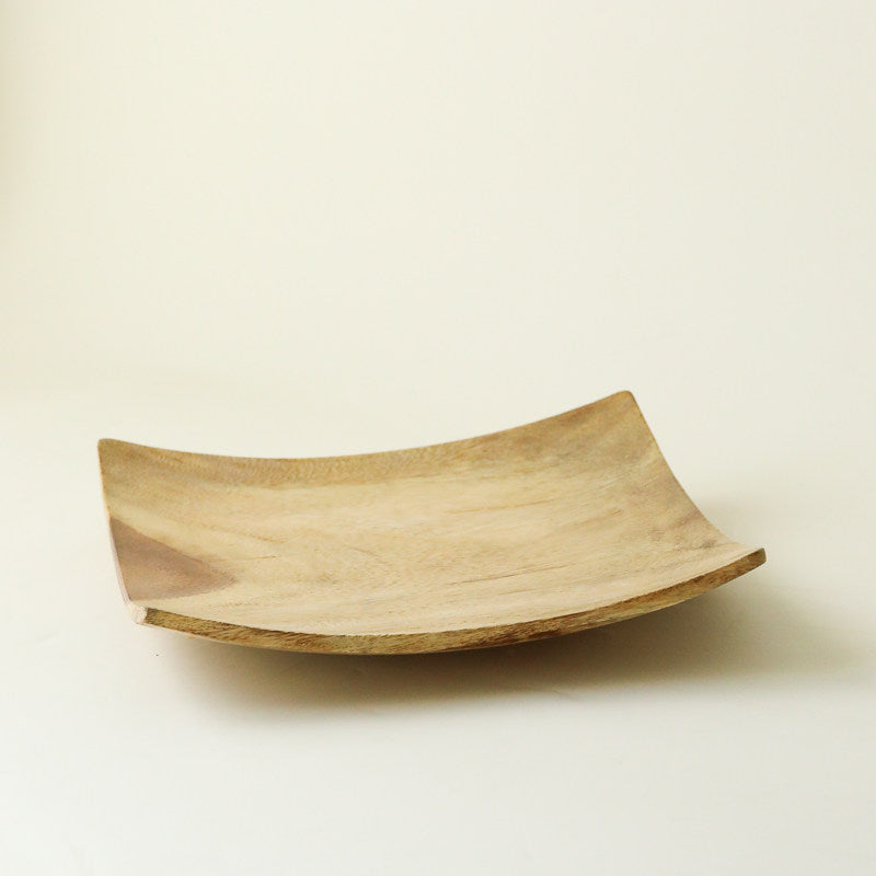 Handcrafted Walnut Fruit Tray | Curved-Edge Wabi-Sabi Serving Bowl