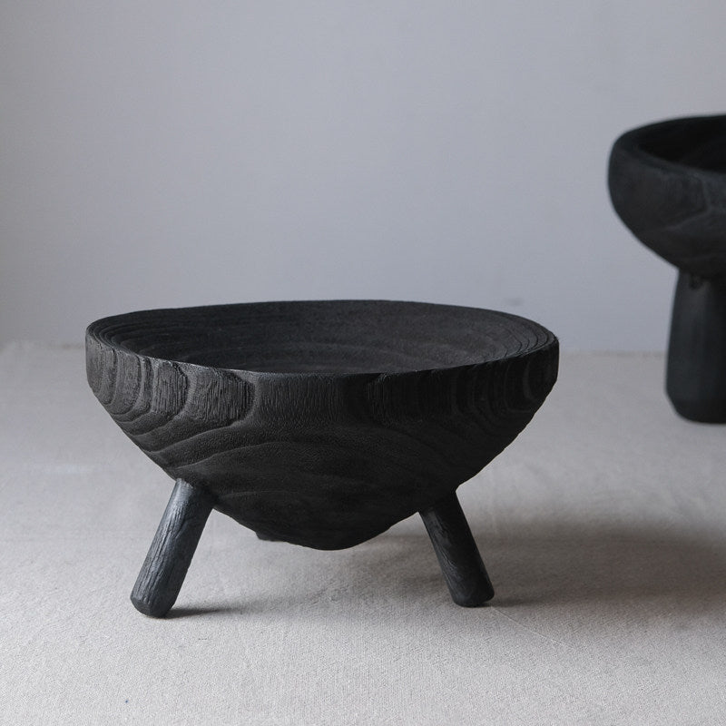 Charred Wood Centerpiece Bowl - Raised Pedestal Bowl 2