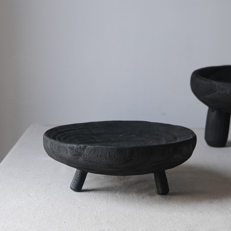 Charred Wood Centerpiece Bowl - Raised Pedestal Bowl 2