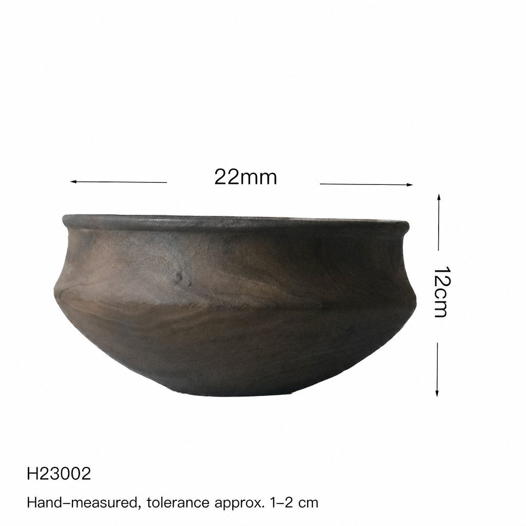 Large Solid Wood Black Lacquer Serving Bowl | Modern Fruit Tray