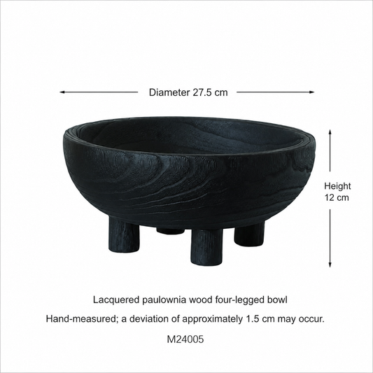 Charred Wood Centerpiece Bowl - Four-Leg Bowl